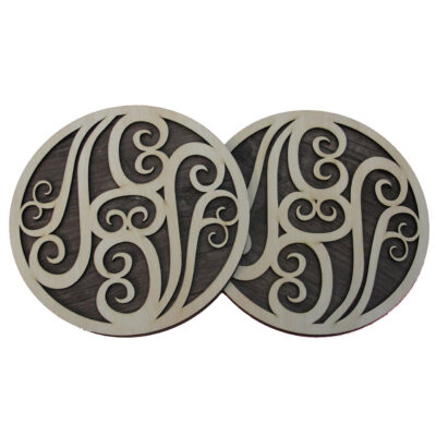 Round Wooden Trivet Under the Plate