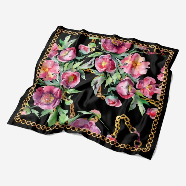 Women's Scarf - Black Floral Design for All Seasons