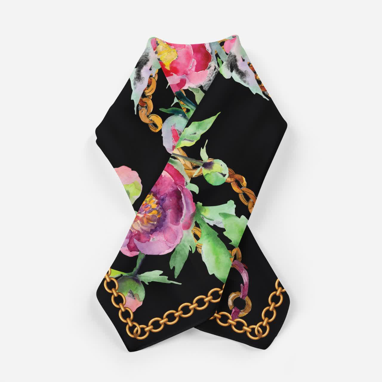 Women’s Scarf – Black Floral Design for All Seasons