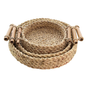 Set of 3 Handwoven Basket with Bamboo Handle