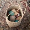 Set of 3 Persian Handwoven Palm Leaf Storage Baskets
