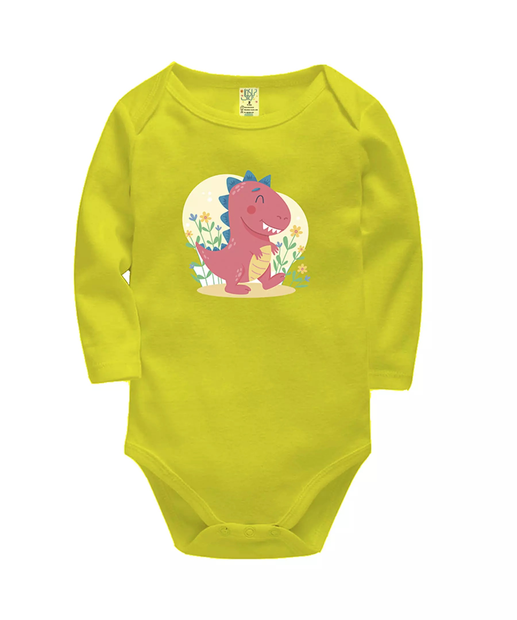 Set of 4 Lap Shoulder Baby Bodysuit with Dinosaur Design