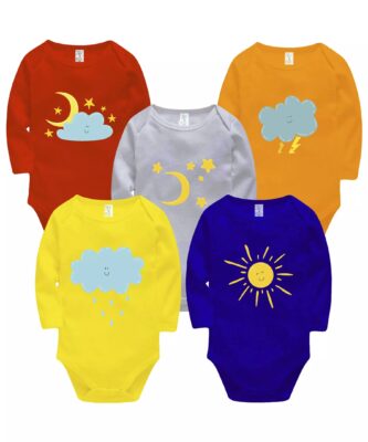 Set of 5 Lap Shoulder Baby Bodysuit Long Sleeve