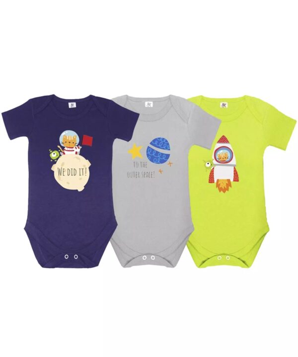 Set of 3 Lap Shoulder Baby Bodysuit Short Sleeve