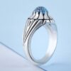 Persian Neyshabur Turquoise Silver Ring Handcrafted for Men