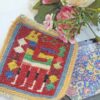 Handwoven Persian Kilim Coaster with Deer Design