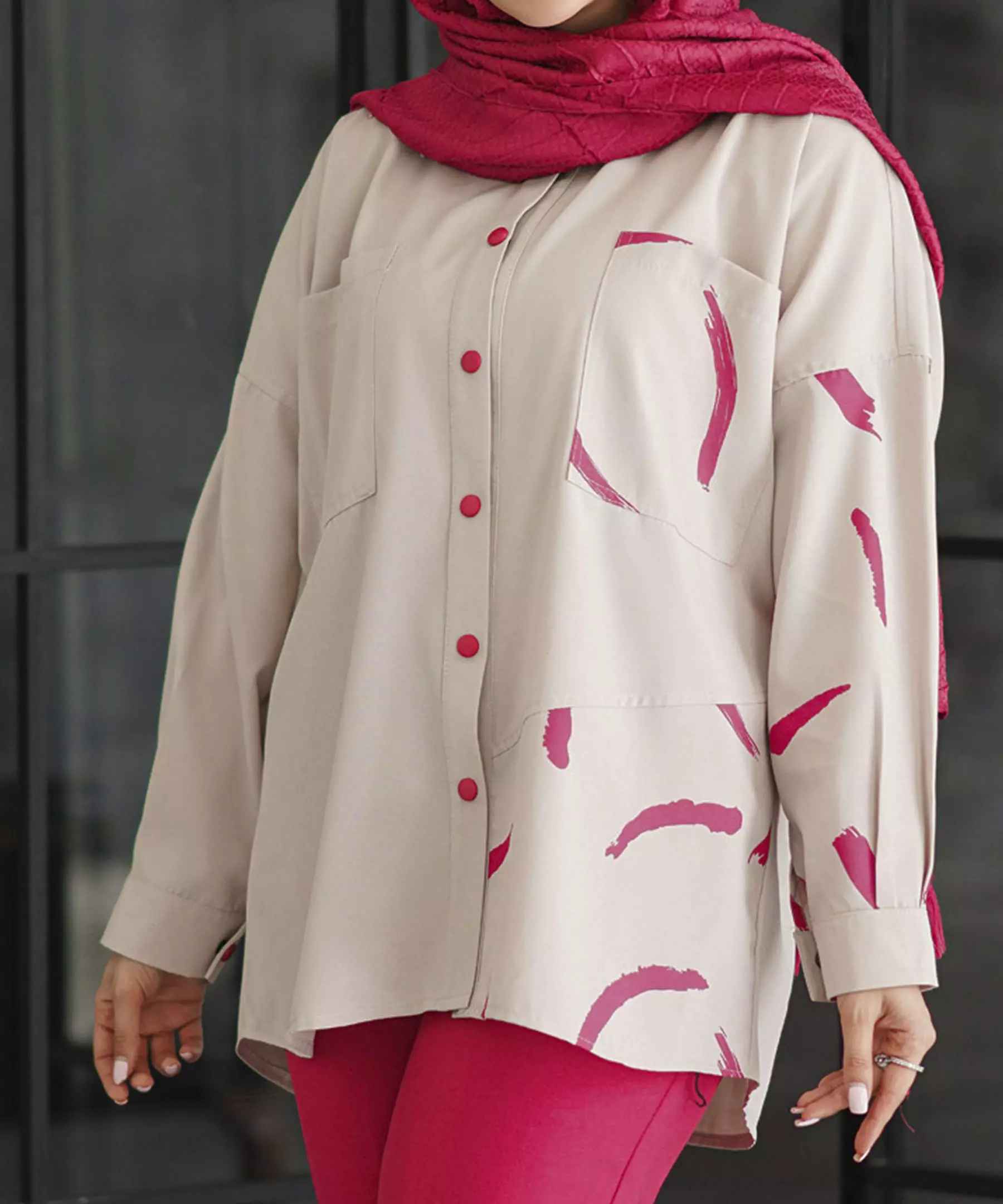 Women’s Manto & Pants Set with Two Pockets on the Chest