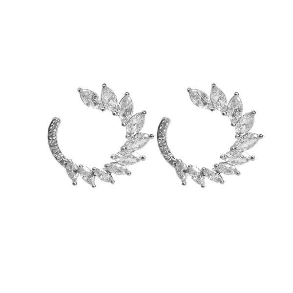 Rhodium Plated Stud Earring for Women Wheat Grain