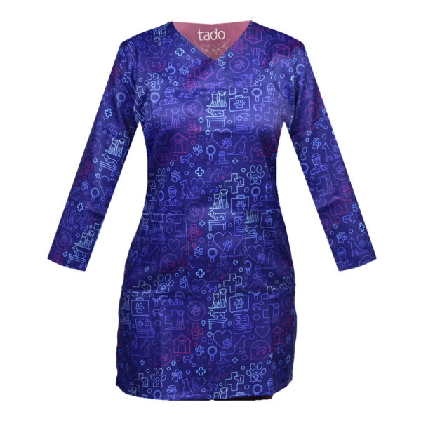 Women's Long Sleeve Vet Scrub Uniform with 3 Pockets – Practical & Stylish