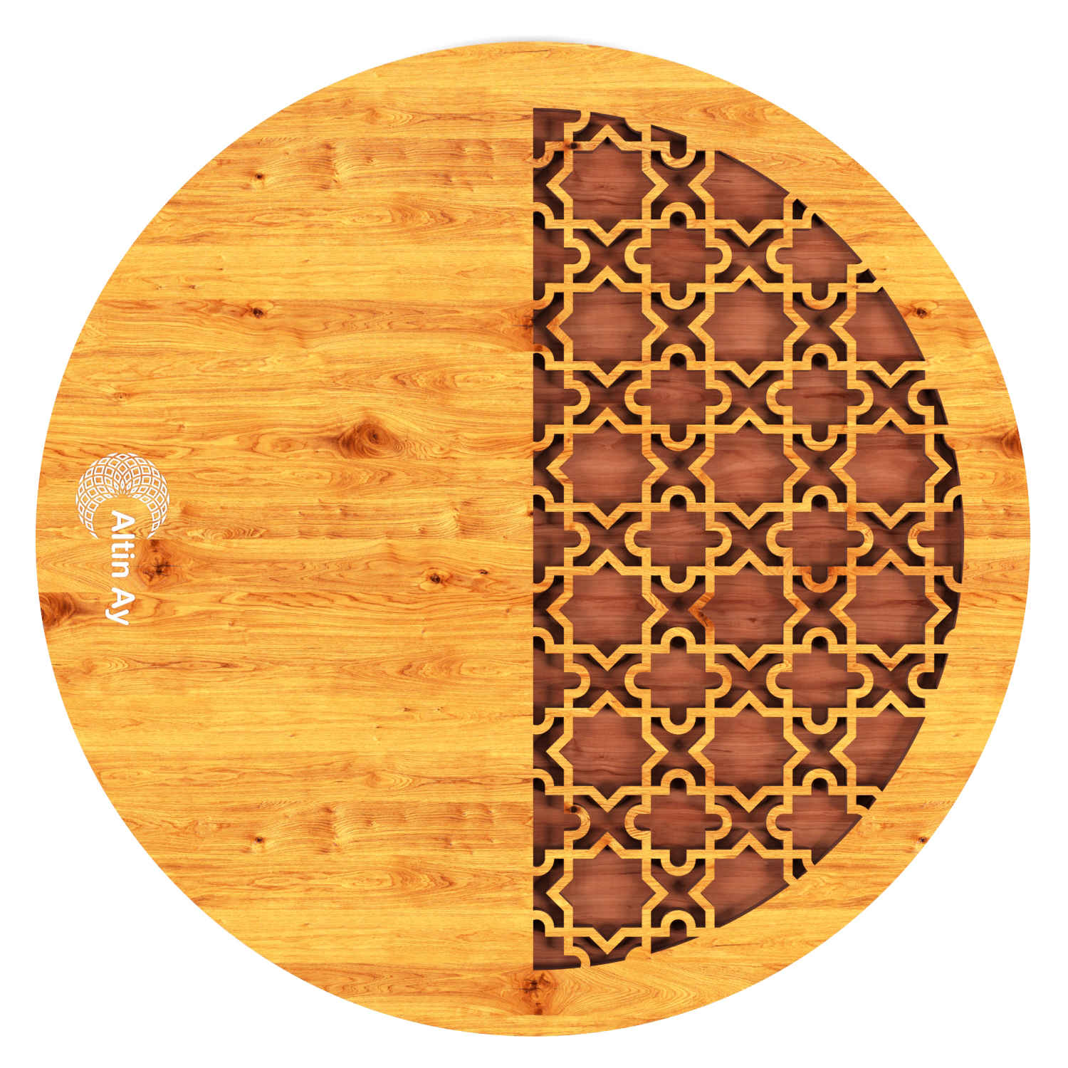 Wooden Trivet with Arabesque Design for Hot Pot