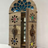 Handcrafted Persian Wooden Wall Key Holder with Traditional Style Colorful House Door Design
