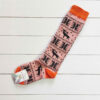 Knee High Socks for Women Orange with Deer Design