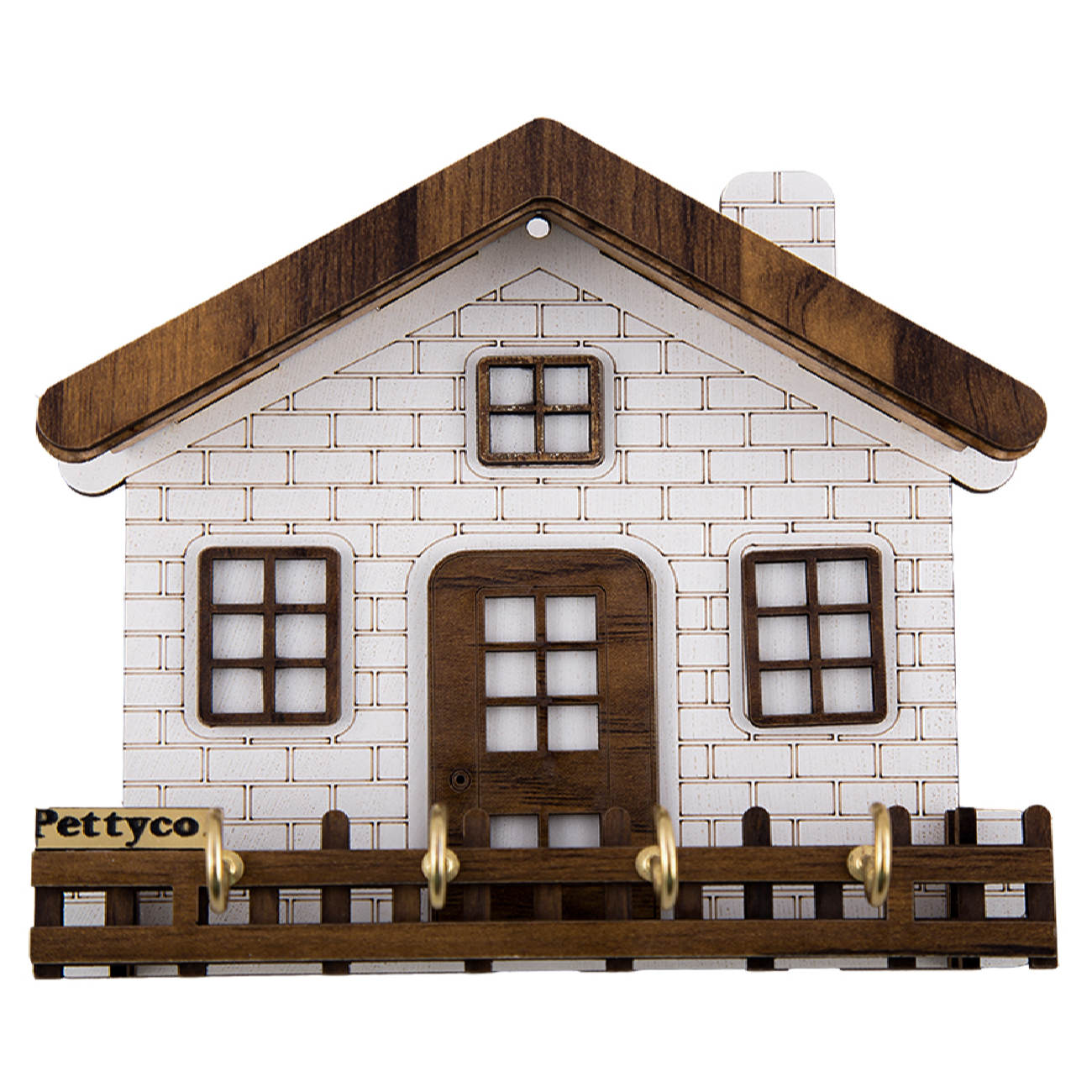 4 Hook Wall Key Holder with Small Cottage Design