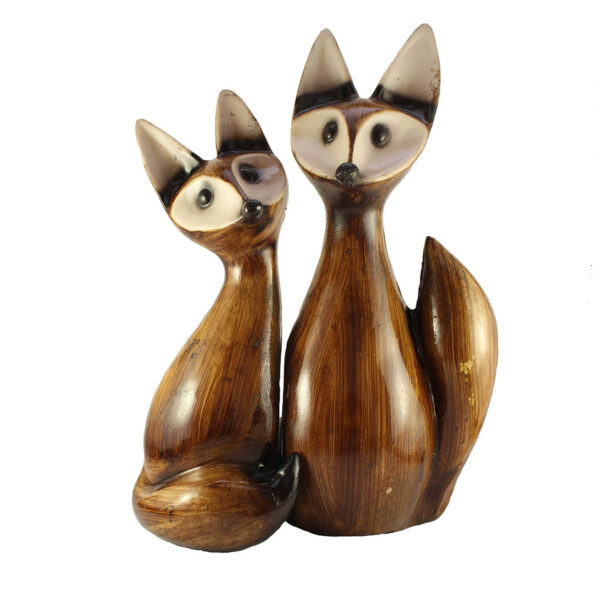 Set of 2 Animal Fox Figurines Decorative - Woodland Creature Art