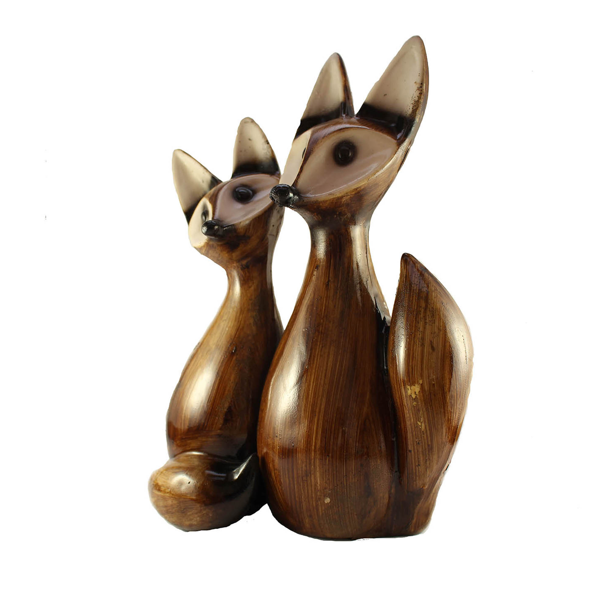 Set of 2 Animal Fox Figurines Decorative – Woodland Creature Art
