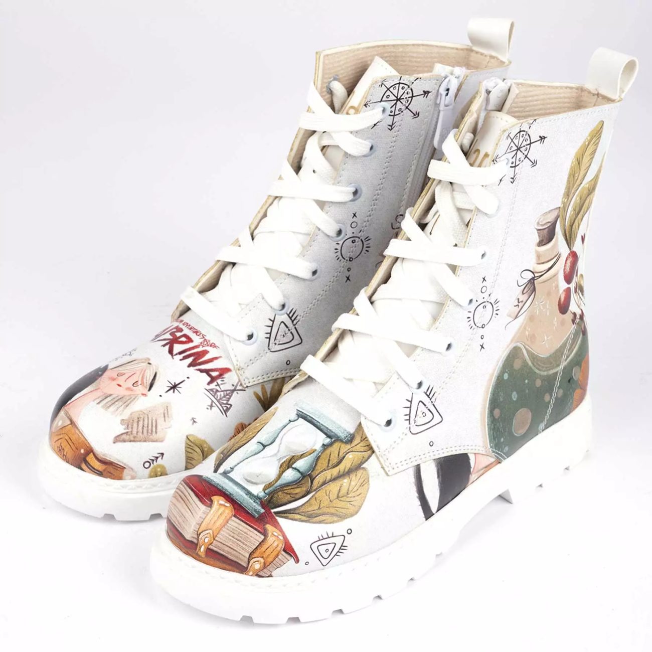Graffiti Print Ankle Boot for Women – Synthetic Leather & Roper Heel