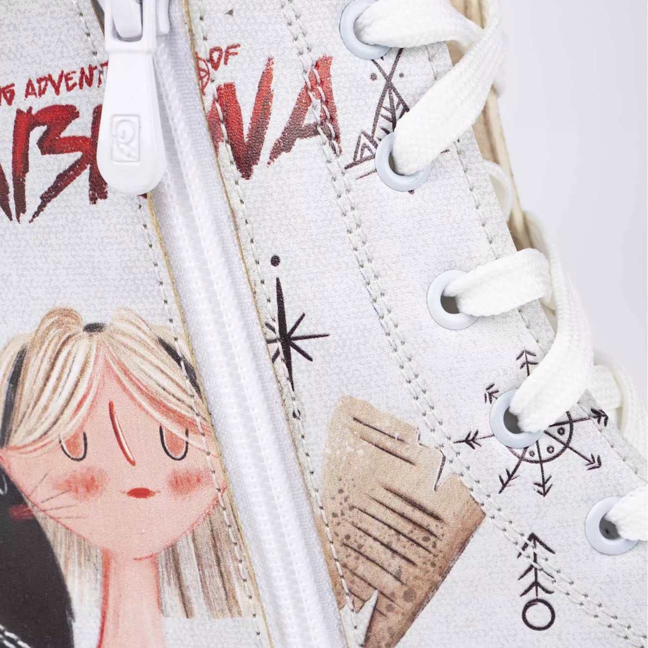 Graffiti Print Ankle Boot for Women – Synthetic Leather & Roper Heel