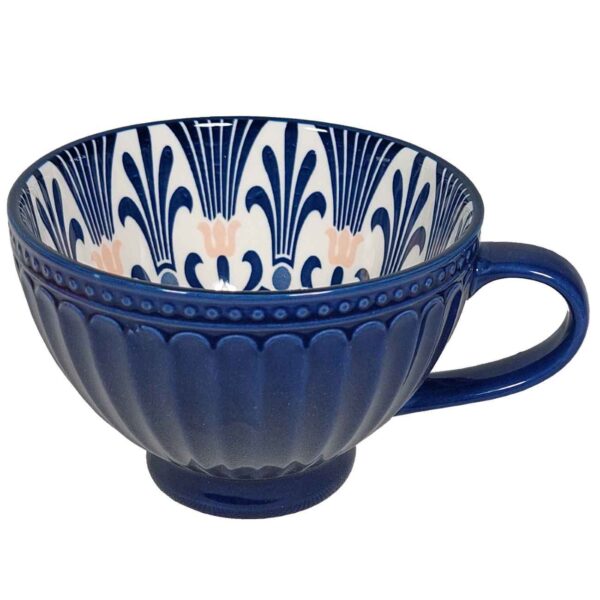 Artistic Ceramic Cup - Handcrafted with Traditional Floral Blue Design