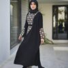 Black Abaya for Women with Floral Design Model Noura