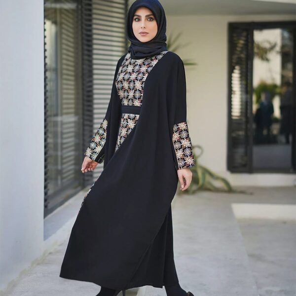 Black Abaya for Women with Floral Design Model Noura