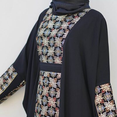 Black Abaya for Women with Floral Design Model Noura