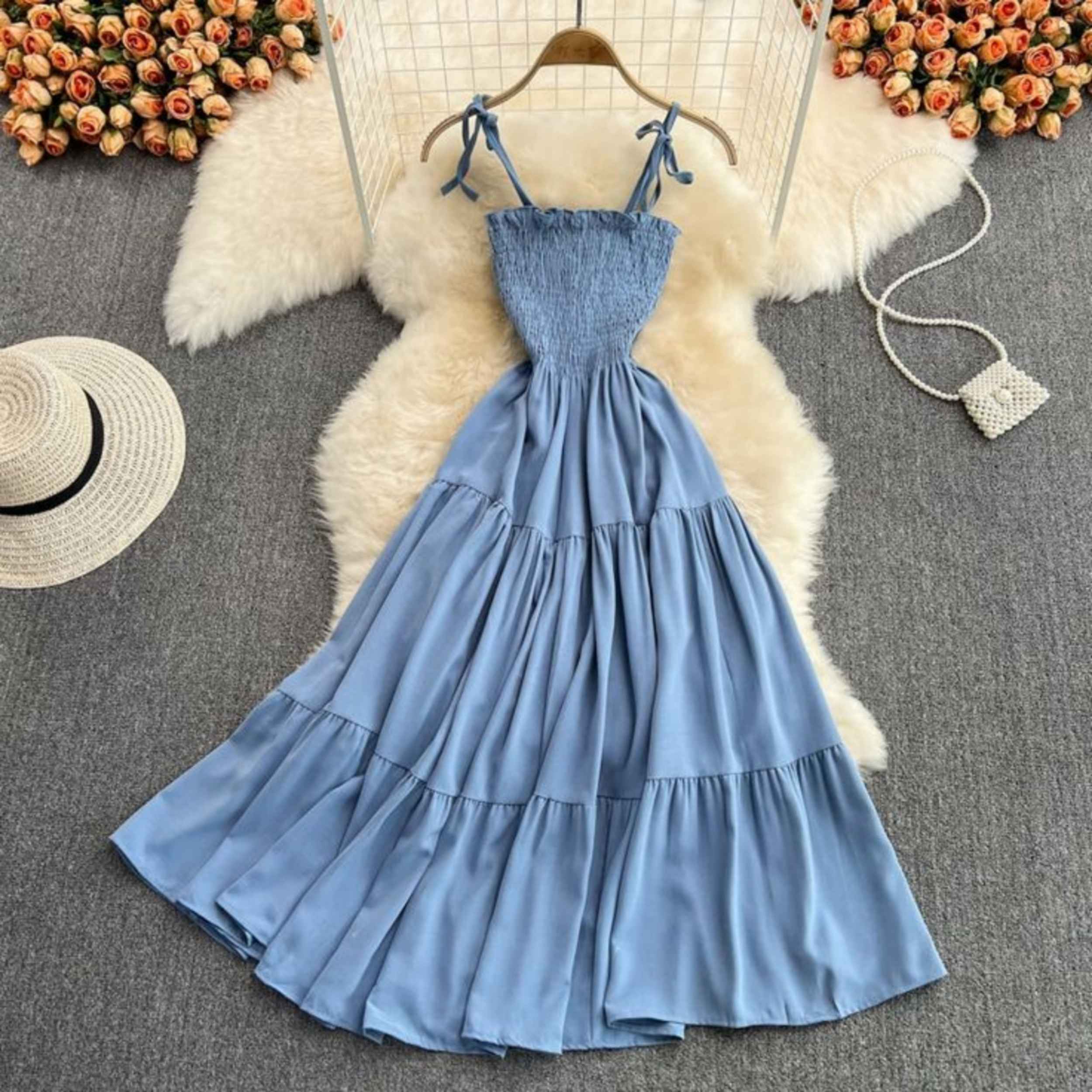 Blue Beach Dress for Women Model Summer Night