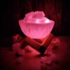 Persian Bowl Salt Lamp - Natural Rock Salt Chunks & Wooden Base