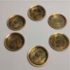 Brass Drink Coaster with Floral Design Decorative 6 Pieces