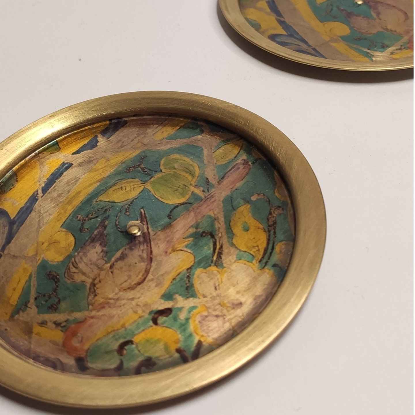 Brass Drink Coaster with Floral Design Decorative 6 Pieces