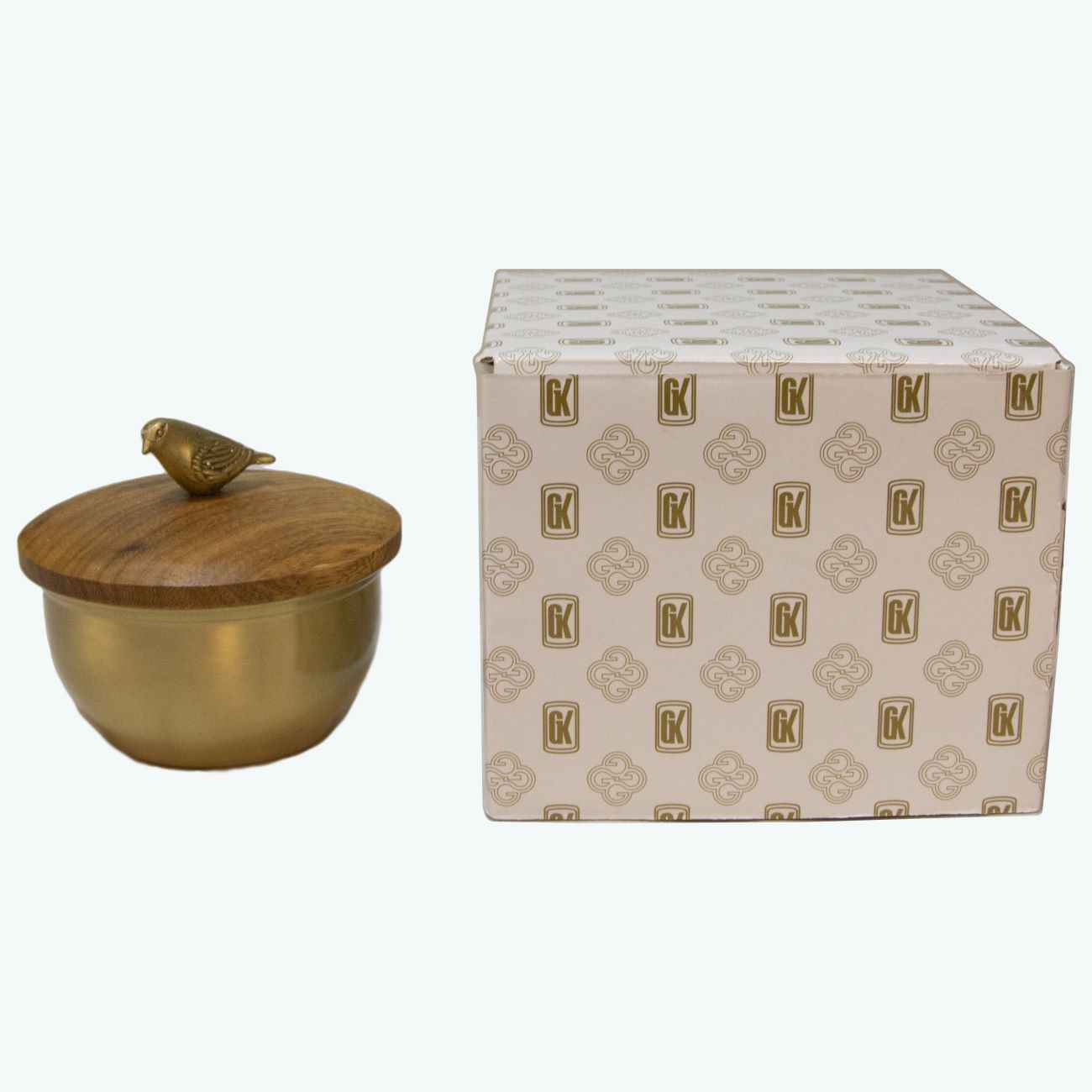 Brass Sugar Bowl with Lid Bird Design