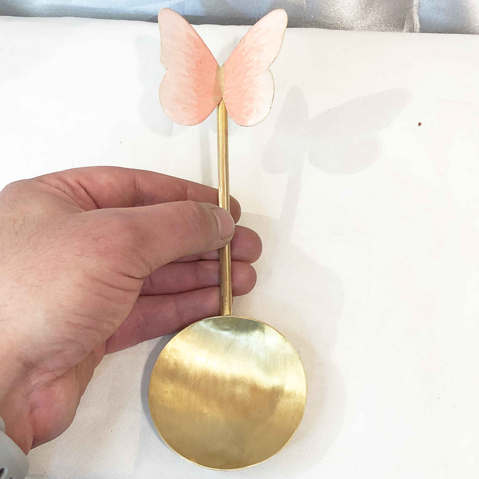 Brass Nut Serving Spoon Butterfly Design