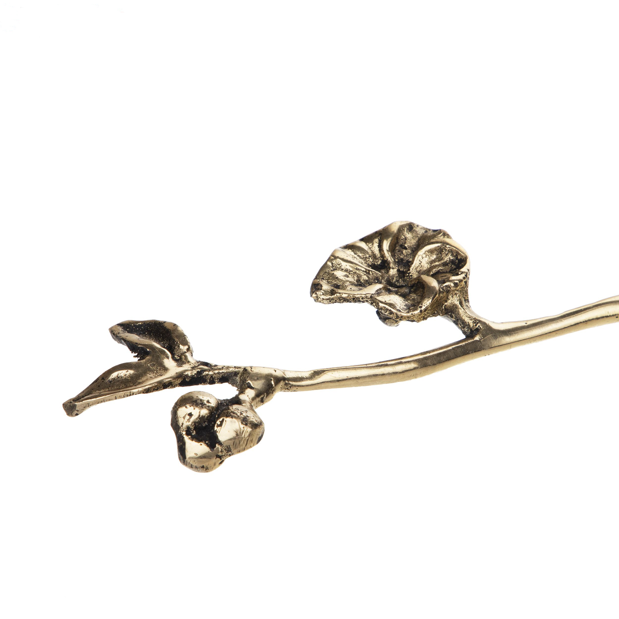 Brass Nut Serving Spoon Floral Design