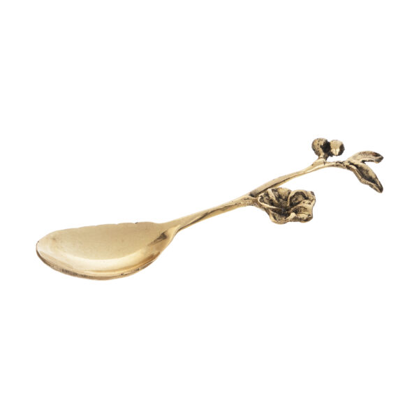 Brass Nut Serving Spoon Floral Design