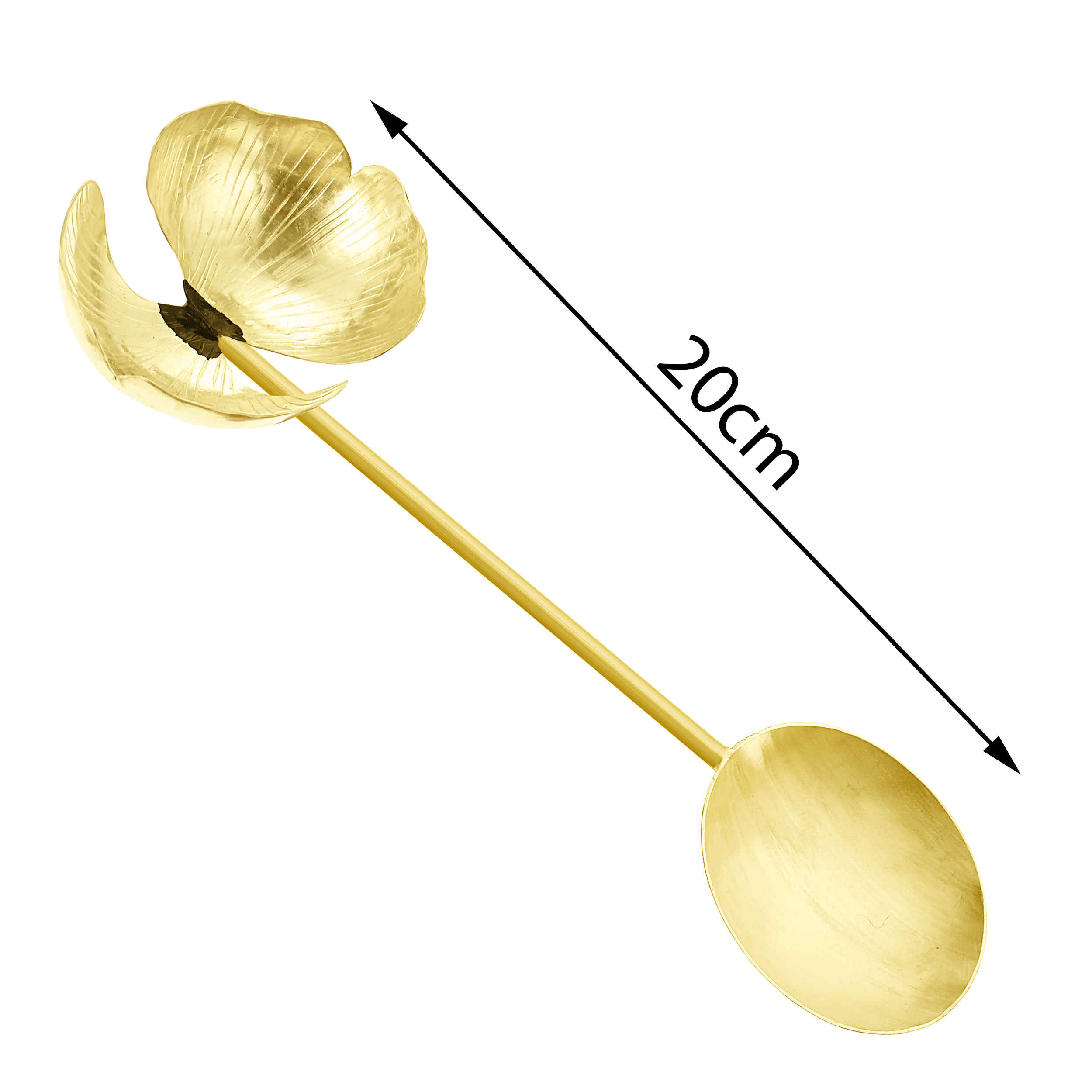 Brass Nut Serving Spoon with Orchids Design