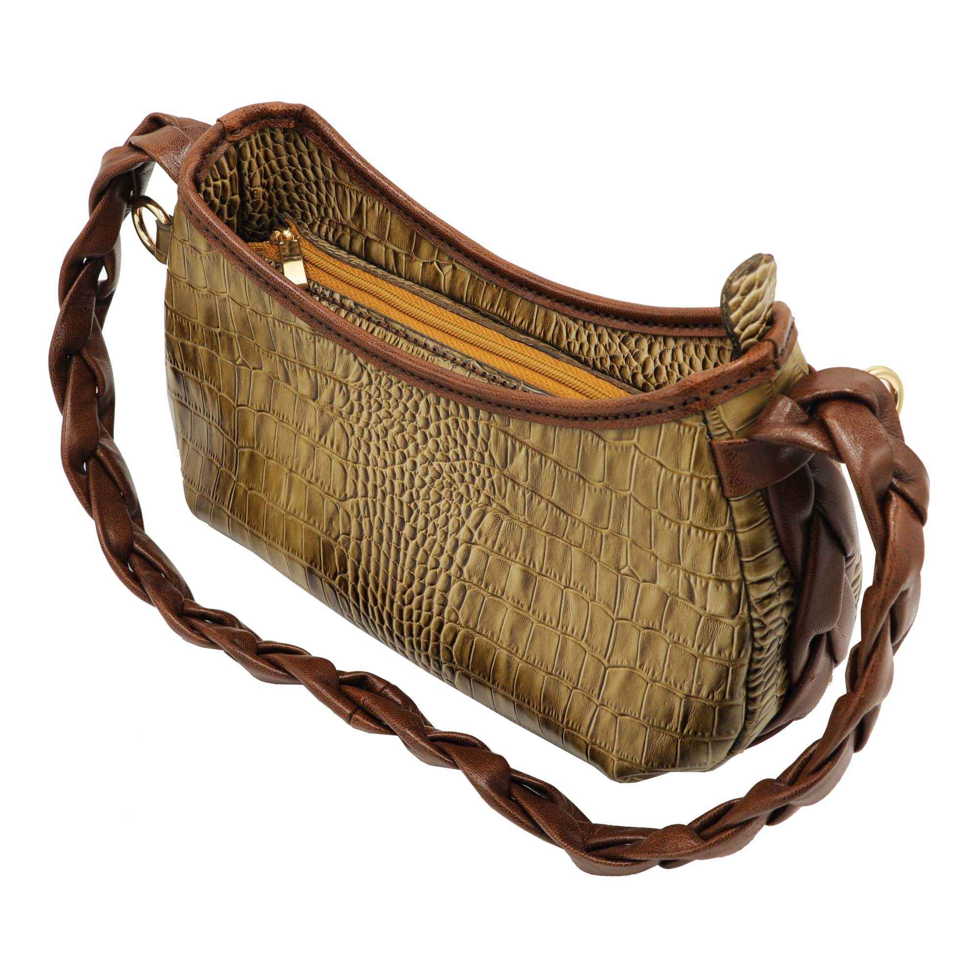 Handmade Brown Leather Crossbody Bag – Gina Model