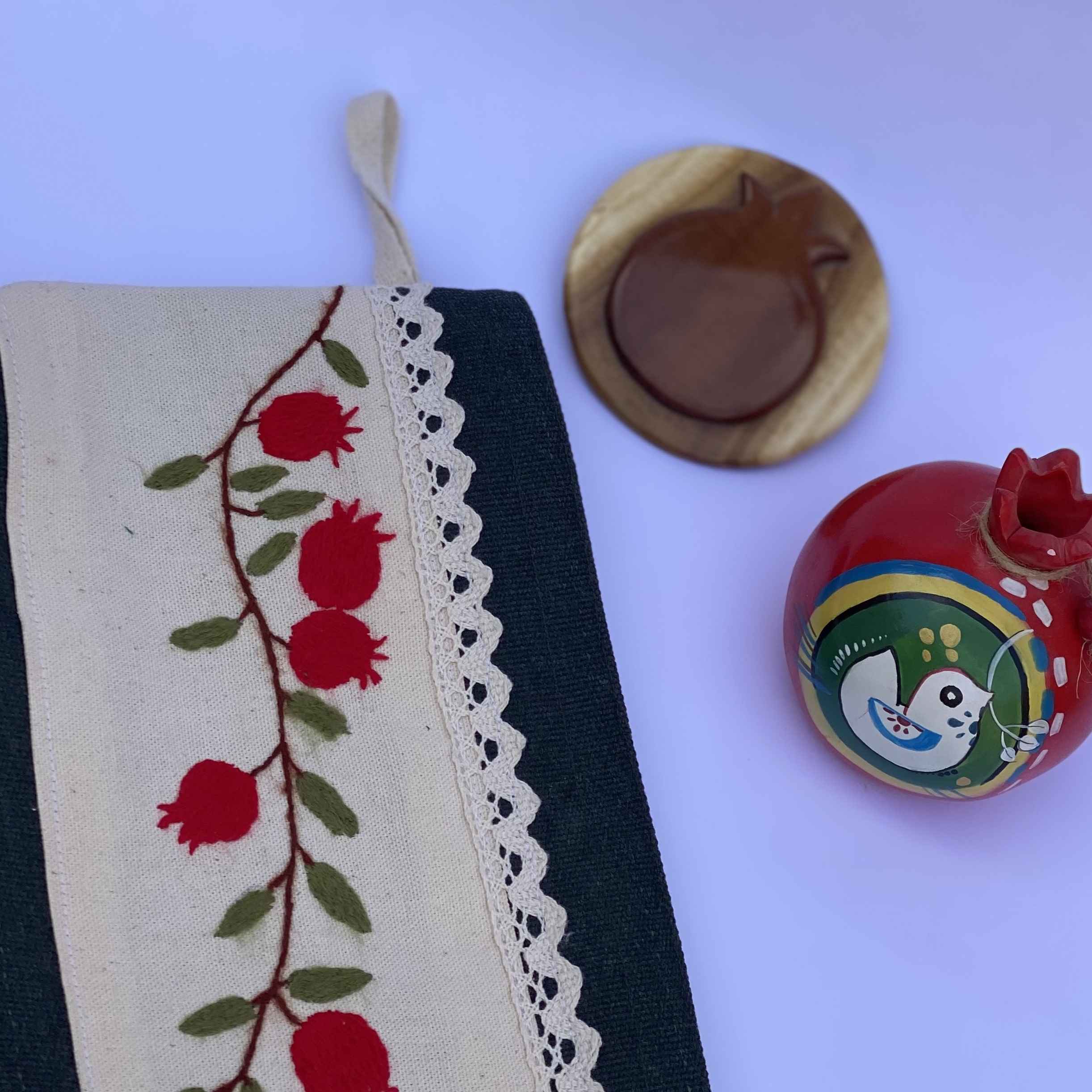 Persian Bukhara Embroidery Makeup Bag with Pomegranates Design