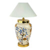 Ceramic Vase Table Lamp Handcrafted Oriental Style with Birds & Flowers Design