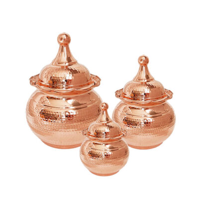 Handcrafted Copper Storage Jar – Ideal for Kitchen Organization – Set of 3