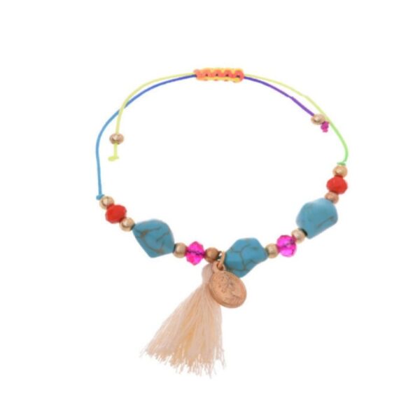 Cotton Anklet for Women with Gemstone Model Flower