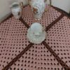 Crochet Tablecloth Hand Knitted Square Light Pink