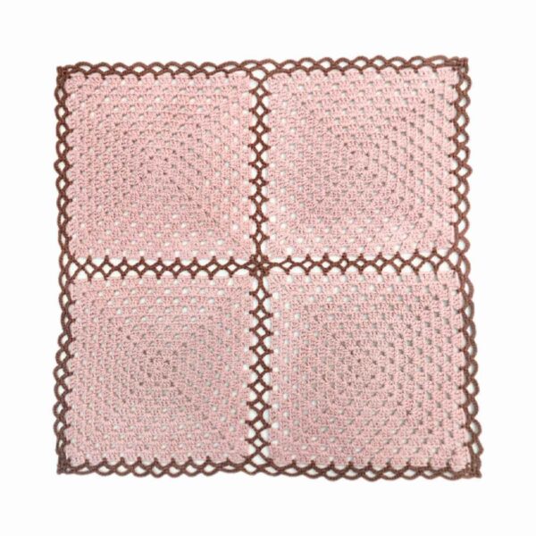 Crochet Tablecloth Hand Knitted Square Light Pink