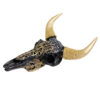 Decorative Bull Skull with Gold Horns Figurine - Western Theme Sculpture