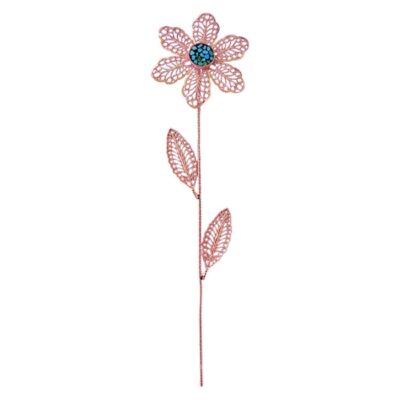 Decorative Copper Flower with Turquoise Inlay – Handcrafted Floral Art Design for Home Decor