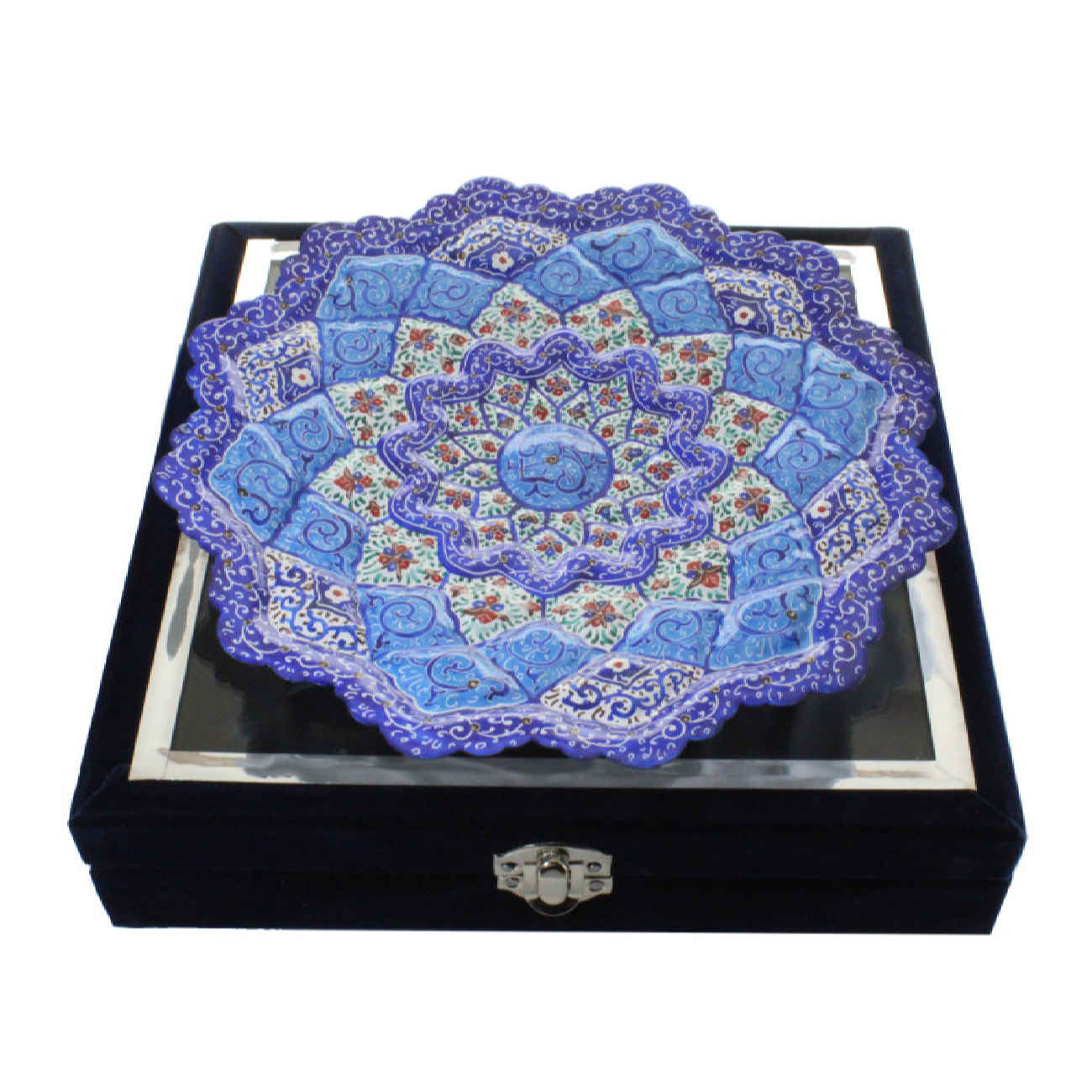 Decorative Copper Wall Plate with Persian Minakari Enamel Hand-Painted