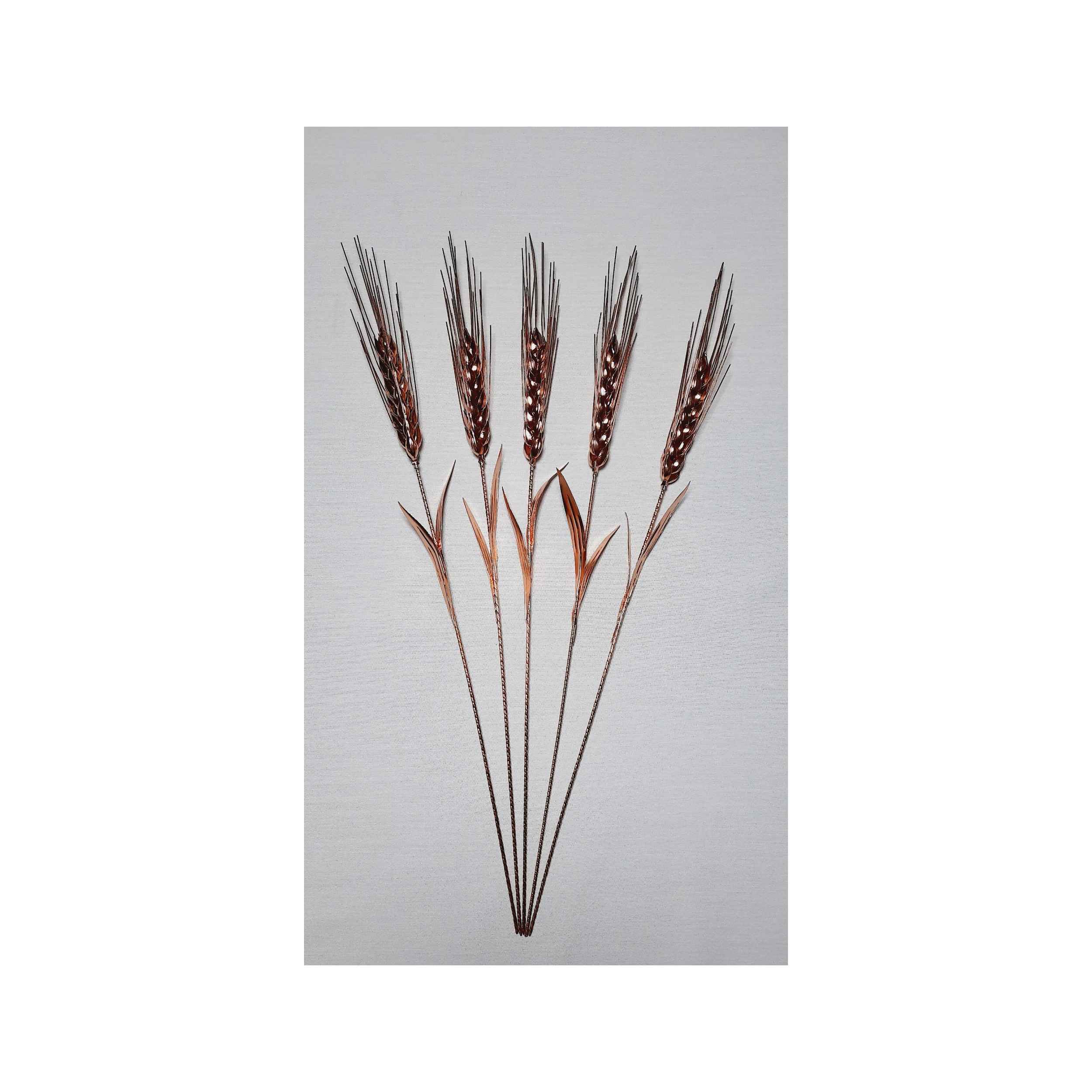 Decorative Copper Wheat Flower – Handcrafted with Sheaf Design for Floral Art Decor (5x)