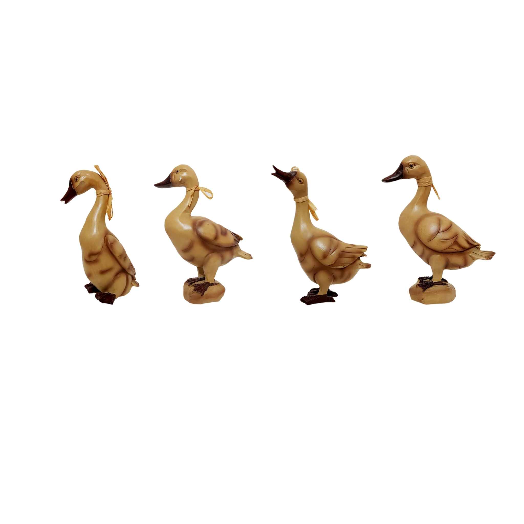 Set of 4 Decorative Duck Figurines - Waterfowl Art Decor