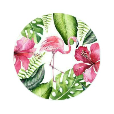 Decorative Pottery Plate Hand-Painted with Flamingo Design