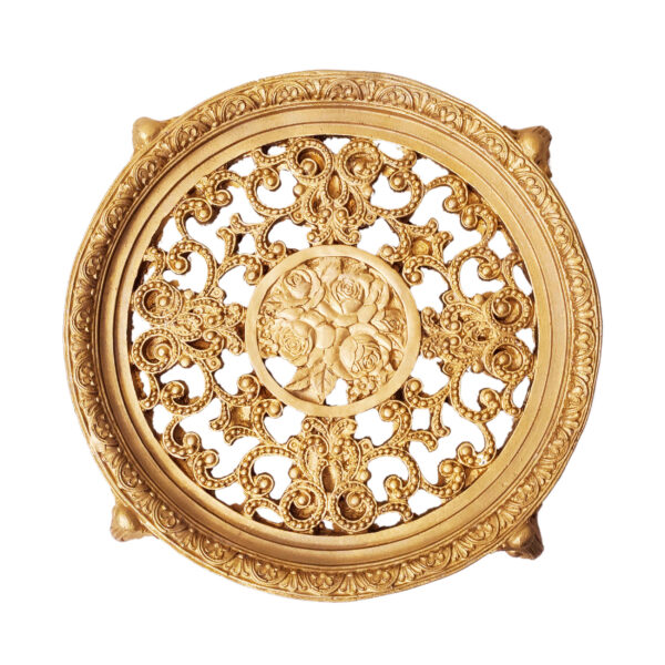 Decorative Tray with Polyresin Floral Traditional Design