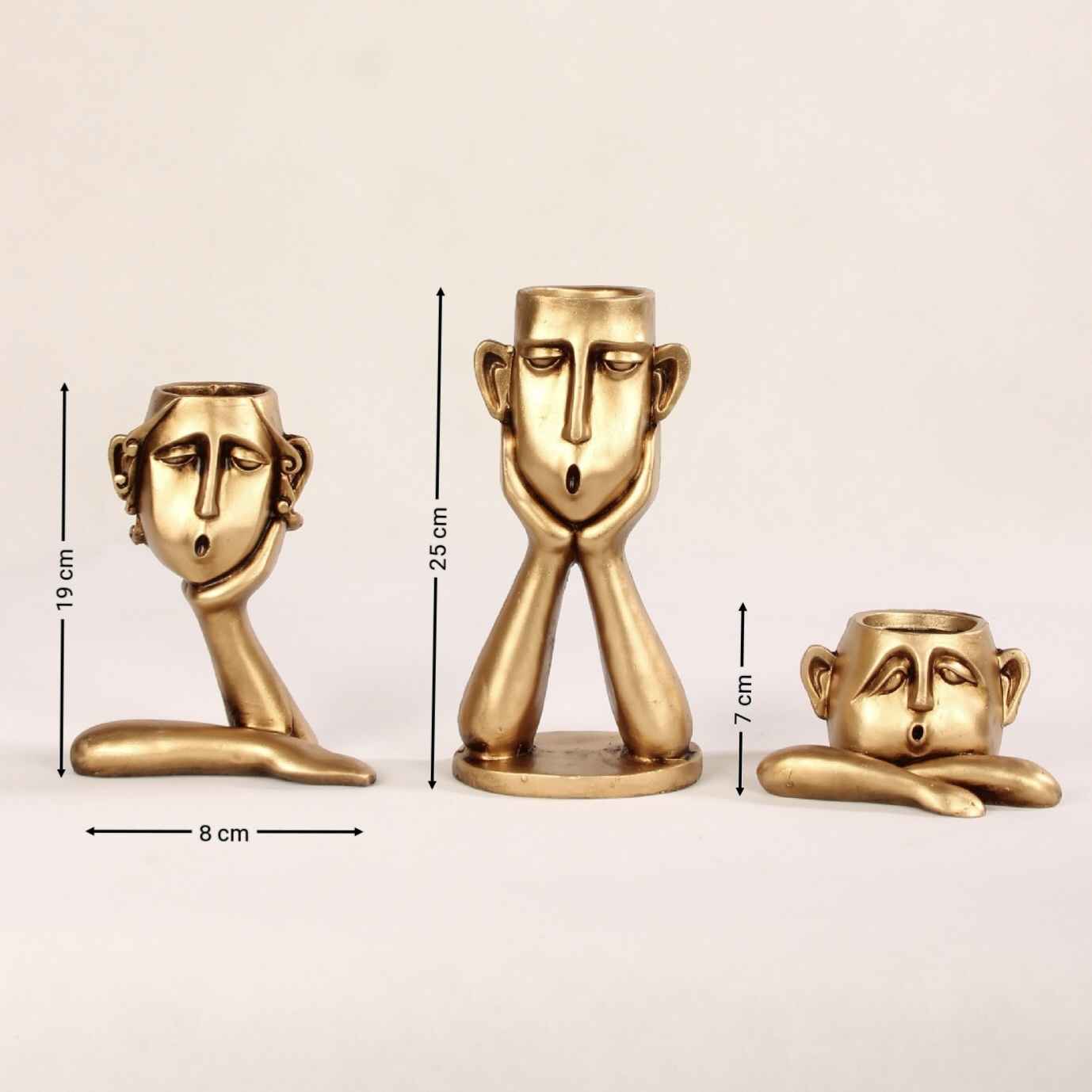 Decorative Sculpture Vase with Human Face Design 3 Pieces