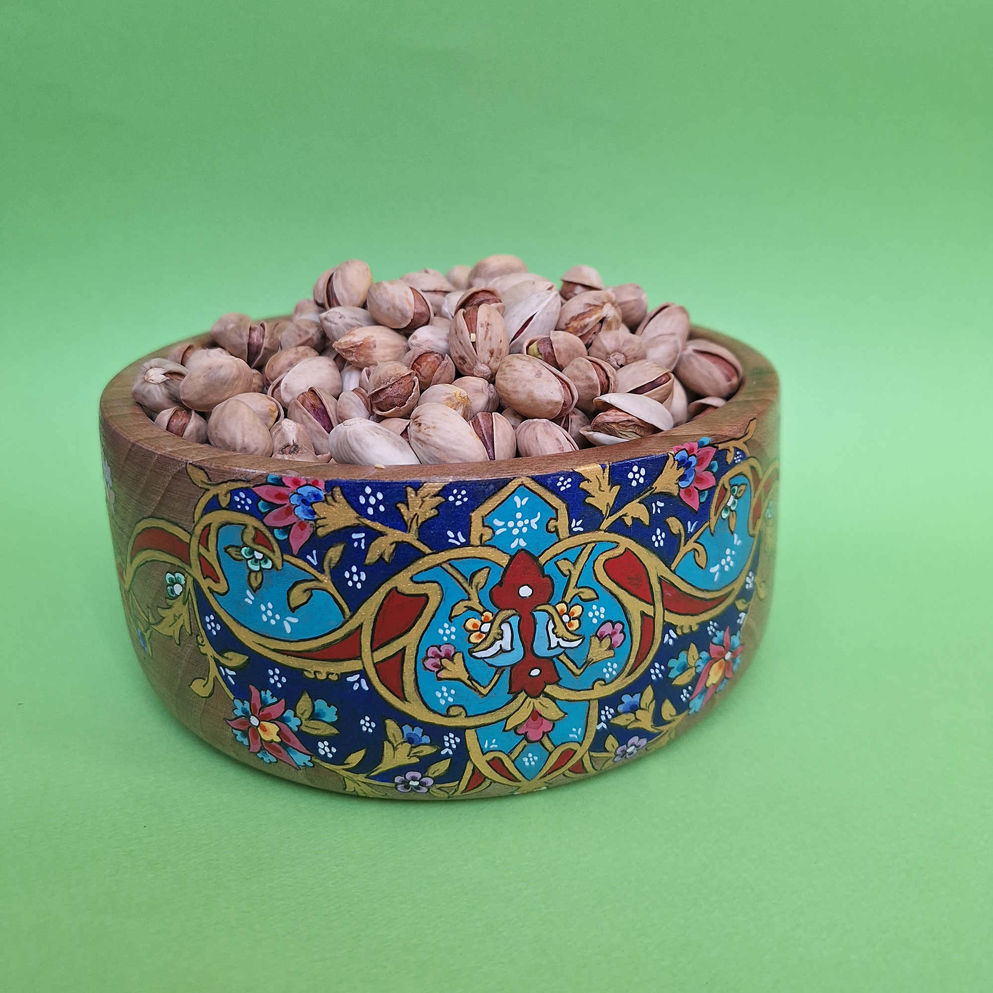 Decorative Wooden Bowl Artistic with Printed Persian Floral Design